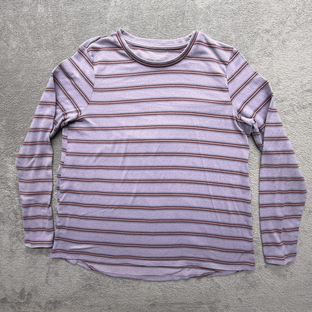 American Eagle Outfitters Shirt Womens Large Purple Striped Long Sleeve Tee‎